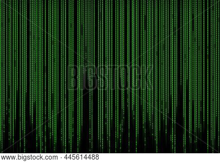 Green Binary Code As Matrix Isolated On Black Background.