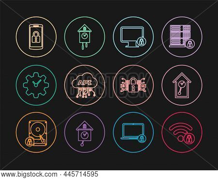 Set Line Wifi Locked, Retro Wall Watch, Lock On Monitor, Cloud Api Interface, Time Management, Smart