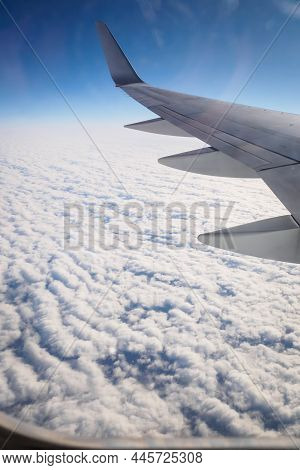 Flight Over An Ocean Of Cottony Clouds Towards Nyc, New York