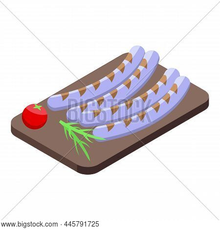 White German Sausage Icon Isometric Vector. Food Dish. Dinner Chef