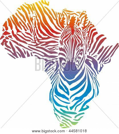 Carte de l'Afrique en tenue de camouflage arc-en-ciel zèbre