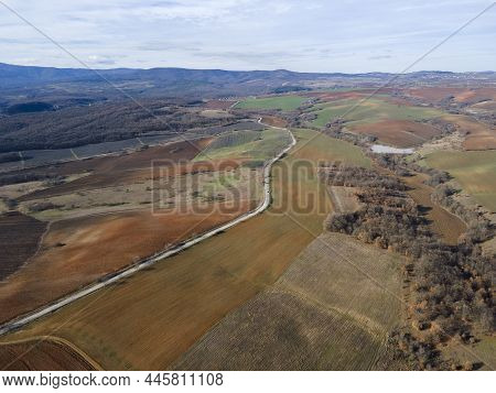 Aerial View Of Sakar Mountain Near Town Of Topolovgrad, Haskovo Region, Bulgaria