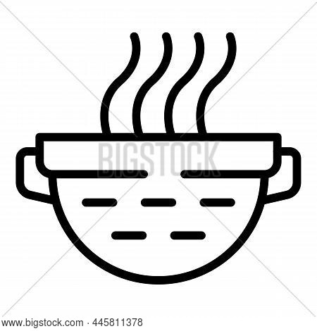 Hot Colander Icon Outline Vector. Cooking Sieve. Pasta Crockery