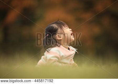 Image Of A Girl Crying In The Park