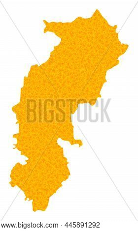 Vector Golden Map Of Chhattisgarh State. Map Of Chhattisgarh State Is Isolated On A White Background