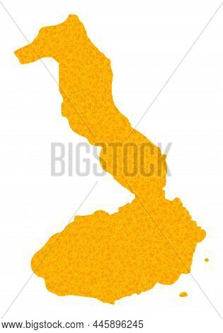 Vector Golden Map Of Galapagos - Isabela Island. Map Of Galapagos - Isabela Island Is Isolated On A 