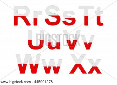 Letters With Polish Flag. R, S, T, U, V, W, X Uppercase And Lowercase Letters. 3d Rendering Isolated