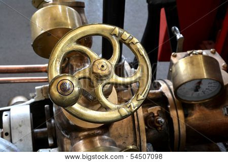 Detail of a historic fire engine
