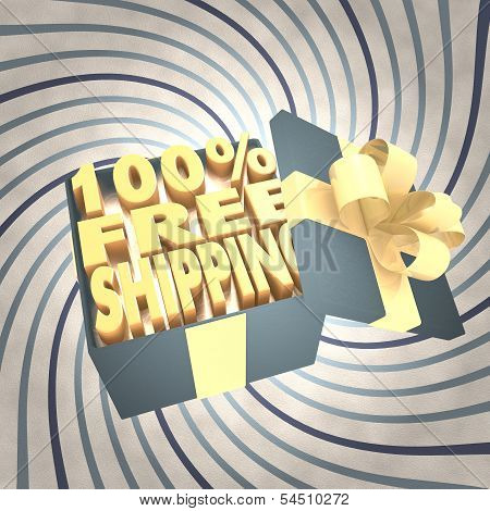 Vintage Christmas Gift Box With 100 Percent Freeshipping Symbol