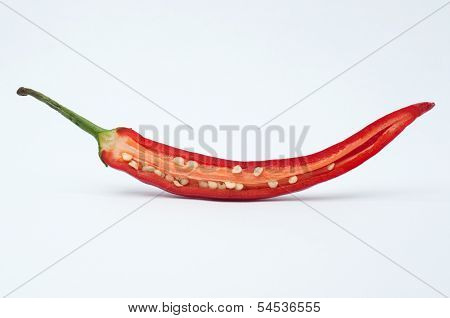 Chili Pepper Sliced On A White
