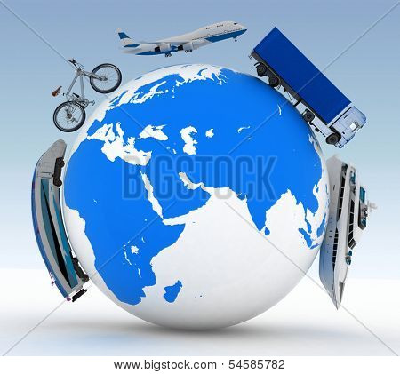 types of transport on a globe 