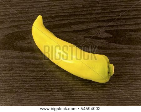 Yellow Banana Pepper On Wooden Background