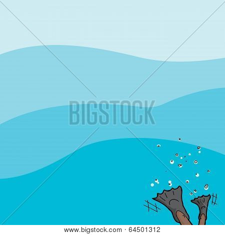 Diver On Water Background