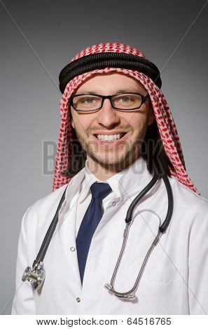 Funny arab doctor with stethoscope
