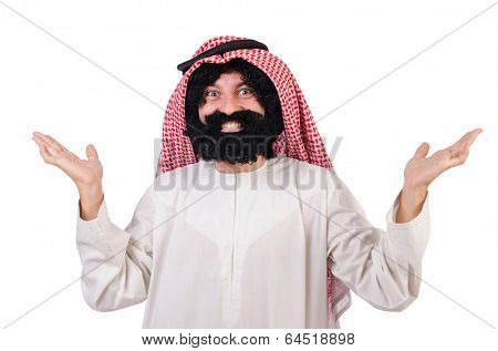 Funny arab man isolated on white