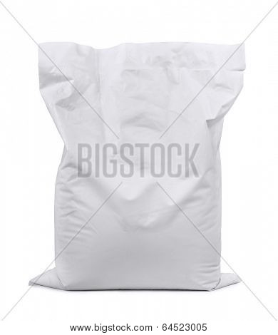 White plastic sack isolated on white