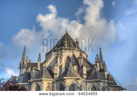 Saint Waltrude Church In Mons, Belgium.