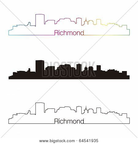 Richmond Skyline Linear Style With Rainbow