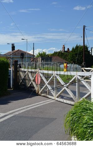 Railway level crossing.
