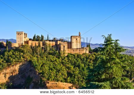 Se på Alhambra på sunset Granada