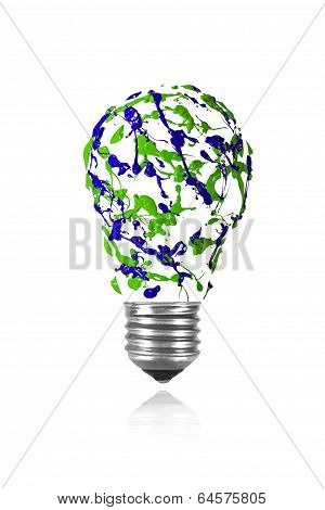 Green Blue Paint Splah Made Light Bulb