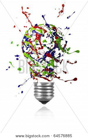 Red Blue Green Paint Burst Made Light Bulb