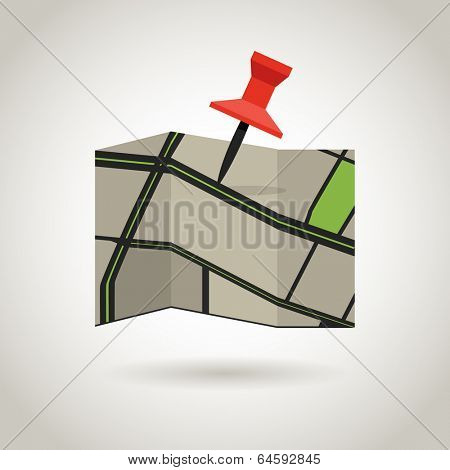 Map and a red pin. Guidence concept