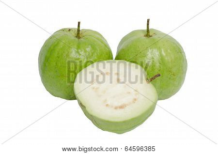 Fresh guava fruit isolated on white background.