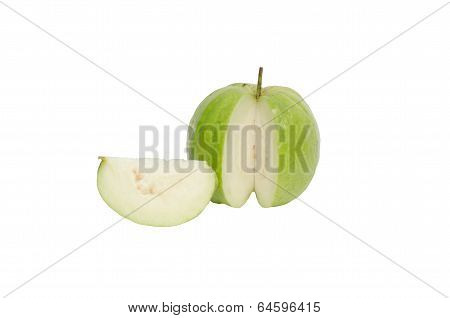 Fresh guava fruit isolated on white background.