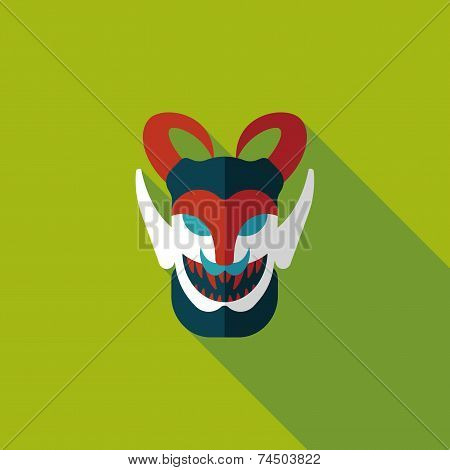 Halloween Devil Falt Icon With Long Shadow,eps10