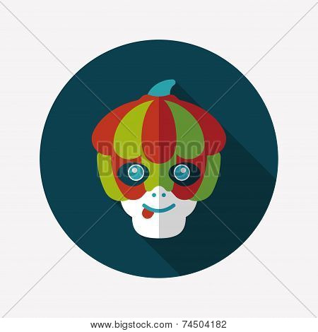 Pumpkin Monster Flat Icon With Long Shadow,eps10
