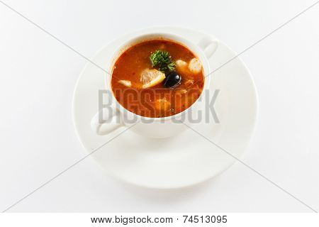 Meat Soup with Olives and Lemon