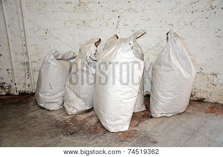 Sacks of flour inside windmill.
