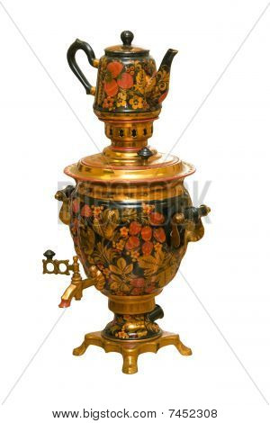 Tradiční ruský Samovar a izolovaná konvice