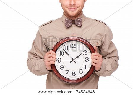 Concept for lateness, man with clock