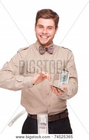 Cheerful young man with soft money
