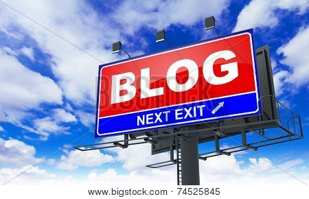 Blog Inscription on Red Billboard.