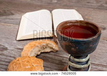 Bible With Bread And Chalice