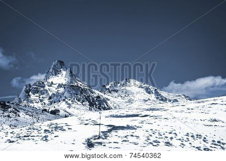 Snowy mountain peaks