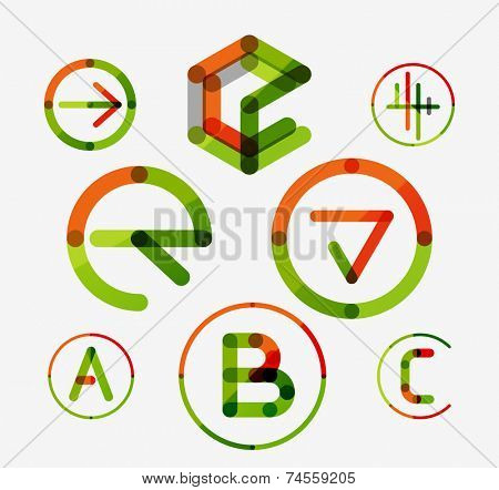 Logo set thin line clean style - business icons, branding emblems