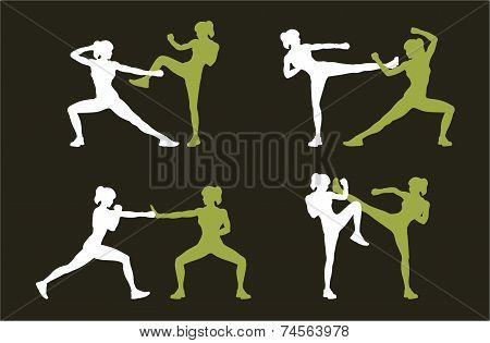 Young woman fighting body combat