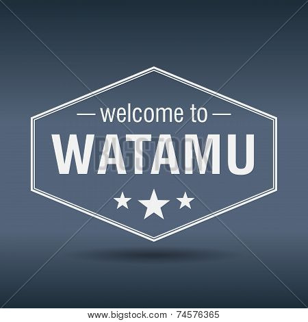 Welcome To Watamu Hexagonal White Vintage Label