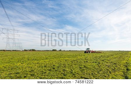 Freshly Mown Grassland Bordering On A Ditch