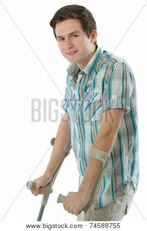 young man on crutches