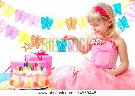 little princess and her birthday cake