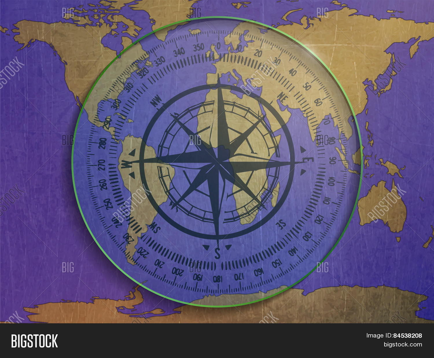 Compass, World Map Vector & Photo (Free Trial) | Bigstock