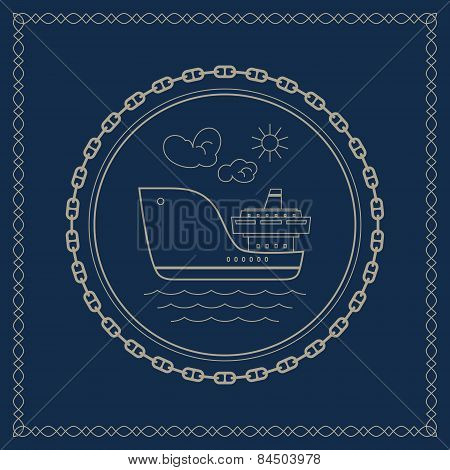Marine emblem with cargo ship
