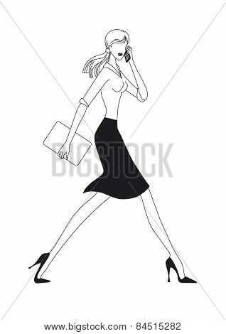 Young business woman with phone and laptop