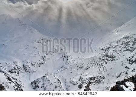 Mountain Baksan Valley, Elbrus And Cheget, Russia.
