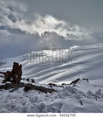 Mountain Baksan Valley, Elbrus And Cheget, Russia.